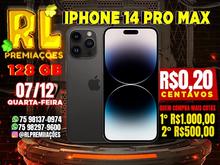 IPHONE 14 PROMAX 128gb POR APENAS 0,20 CENTAVOS  