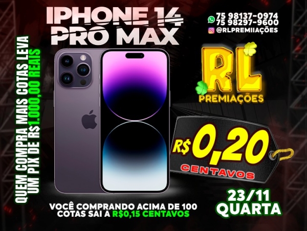 LOTERIA FEDERAL 23/11/22 IPHONE 14 PROMAX 128GB lacrado por apenas 0,20 centavos