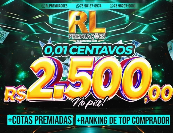 0,01 CENTAVO PARA 2.500,00 + COTAS PREMIADAS 