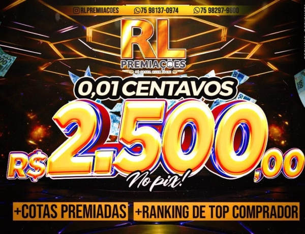 0,01 CENTAVO PARA 2.500,00 + COTAS PREMIADAS 