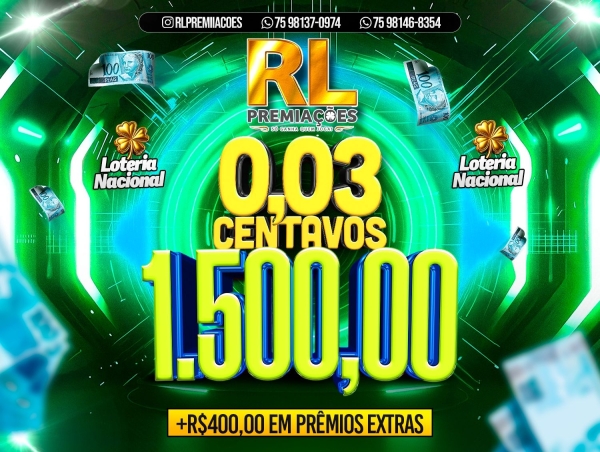 1° ED= RAPIDINHA 1.500,00 NA CONTA + 400,00 EM PRÊMIO EXTRAS 